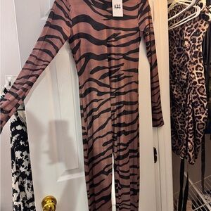 Brown and Black Zebra Print Jumpsuit